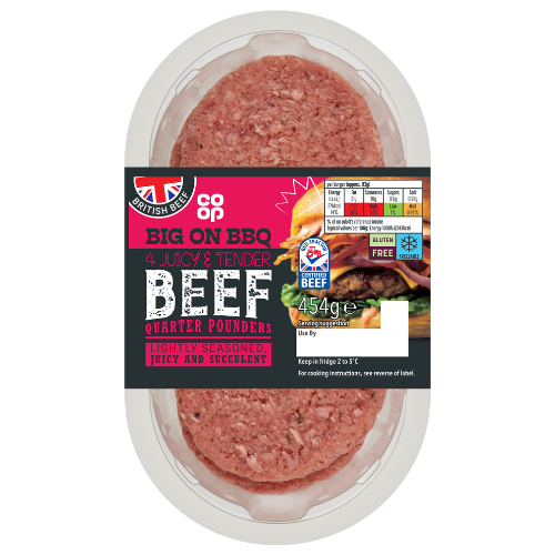 Co-op British Quarter Pounder Burger 4 Pack